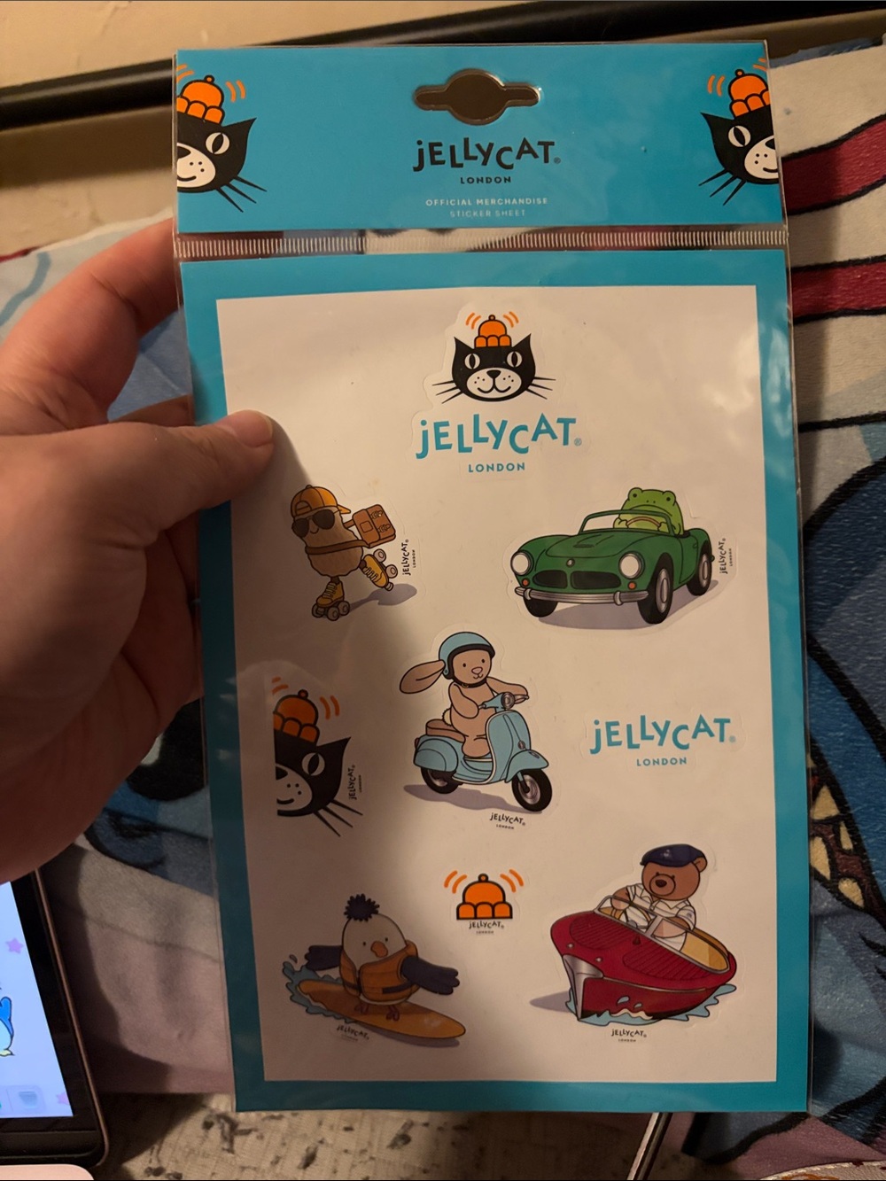 Jellycat Blue & Green Cat and Vehicle Sticker Sheet
